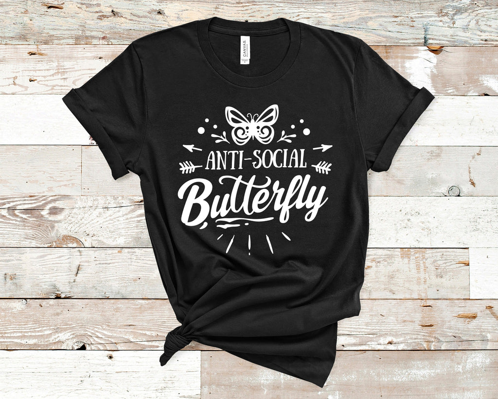Anti-Social Butterfly T-Shirt Cute and Fun Custom Print Tee's - Arrow Trend Leggings