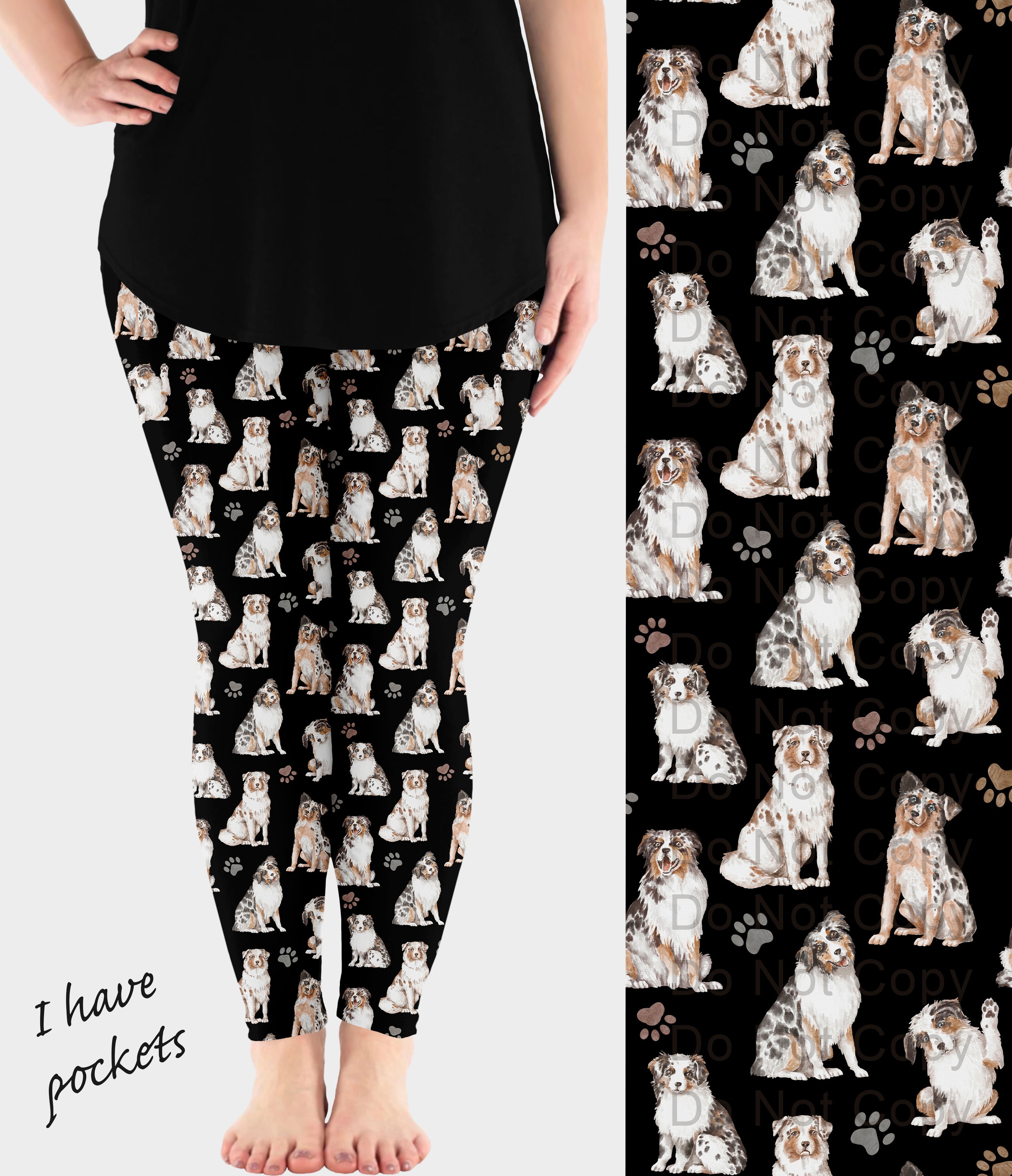 Australian Shepherd Dog Breed Leggings w/ Pockets (ready to ship)