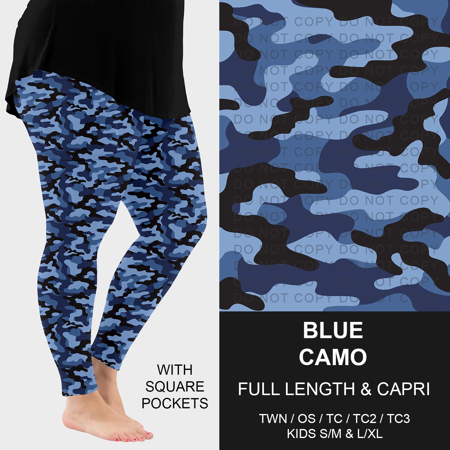 Pre-Order Blue Camo Leggings w/ Pockets (ETA: mid Nov.)
