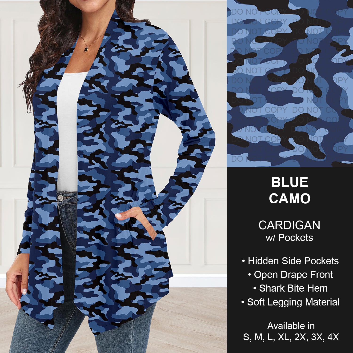 Pre-Order Blue Camo Cardigan w/ Pockets (ETA: mid Nov.)