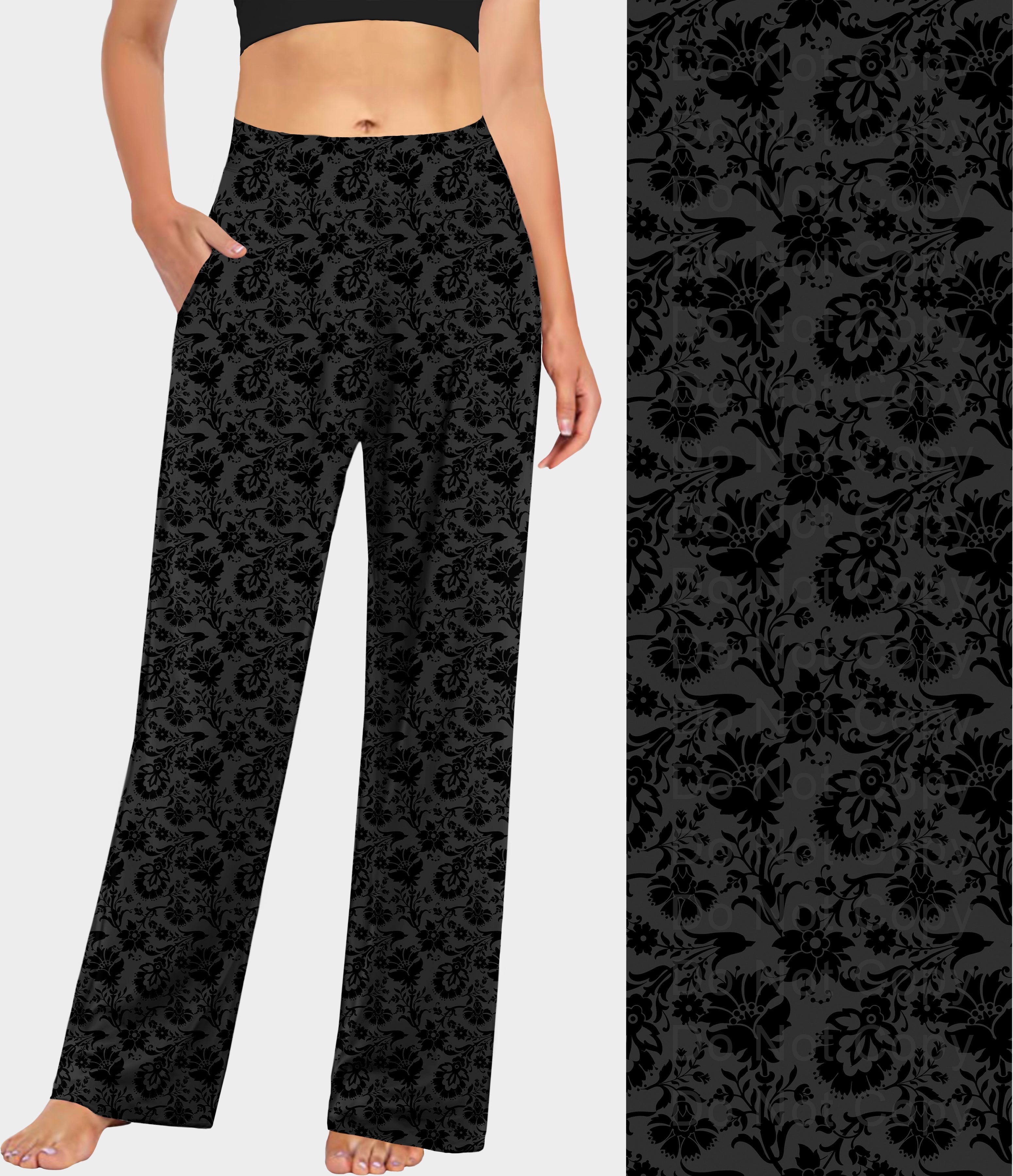 Black Paisley Floral Lounge Pants (ready to ship)