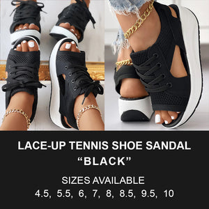 Pre-Order Lace-Up Tennis Shoe Sandal - Black (ETA: late July)