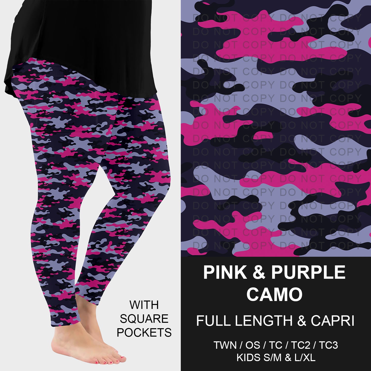 Pre-Order Pink and Purple Camo Leggings w/ Pockets (ETA: mid Nov.)