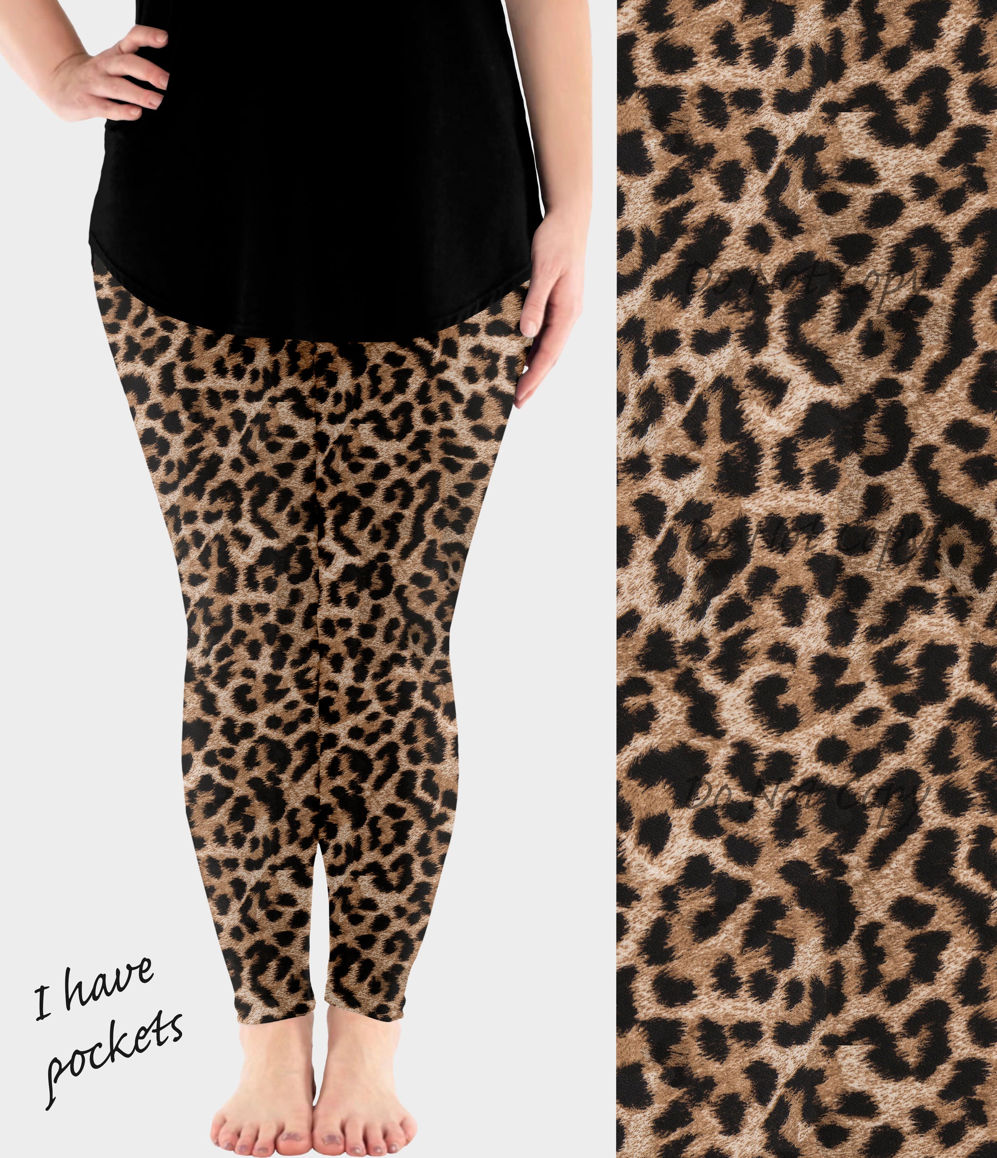 Printed leggings fashion with pockets