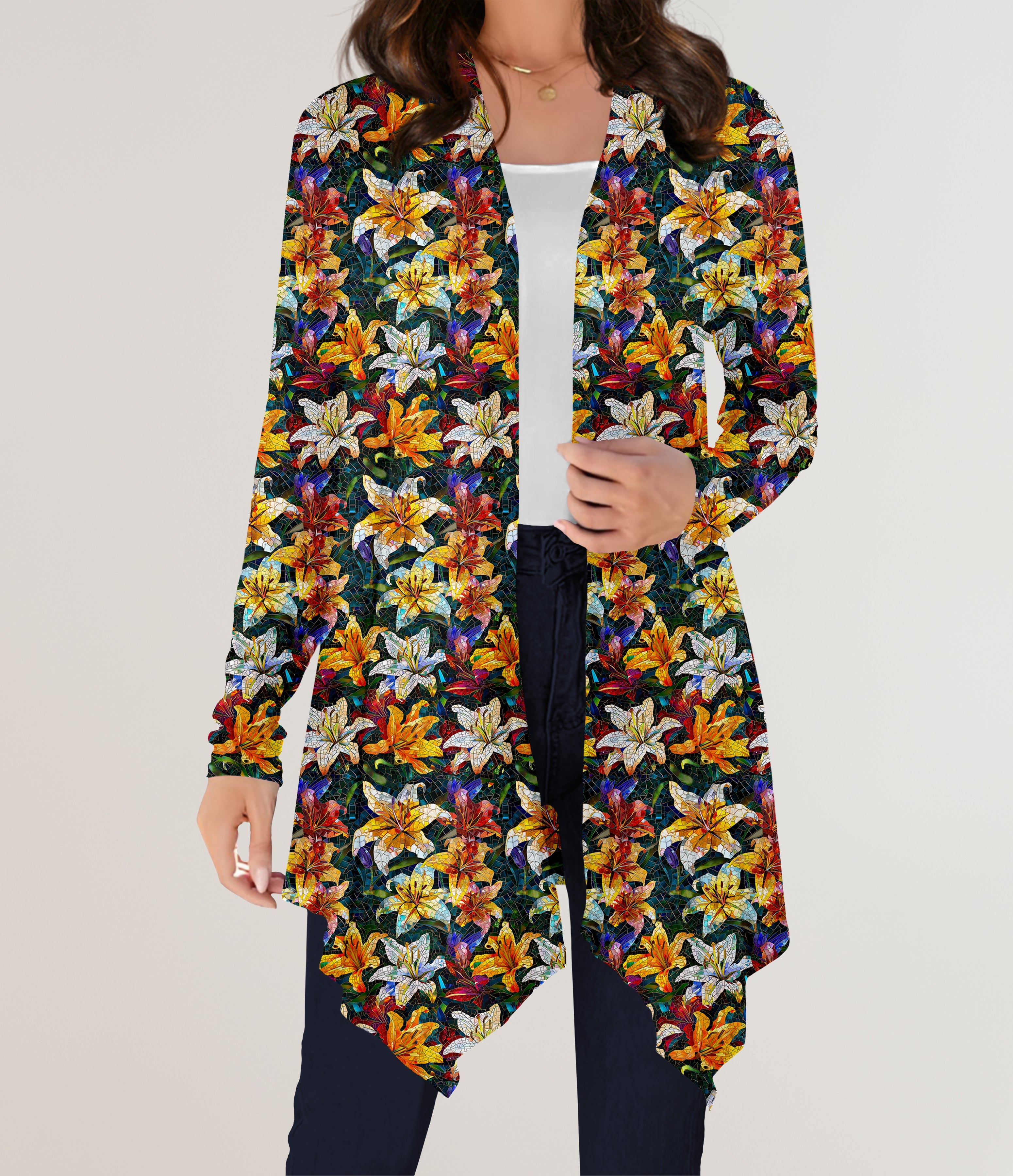 Mosaic Lilies Cardigan w/ Pockets (ready to ship)