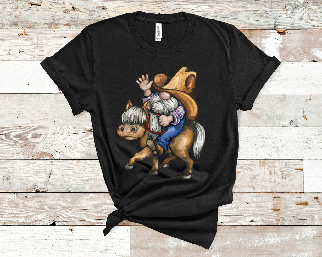 Cowboy Gnome Tee Custom Print Gnome T-Shirts - Arrow Trend Leggings