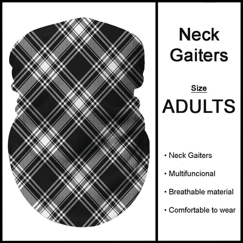 Black and White Plaid Custom Print Neck Gaiters Custom Face Cover Neck Scarf Multifunctional Tube Mask - Arrow Trend Leggings