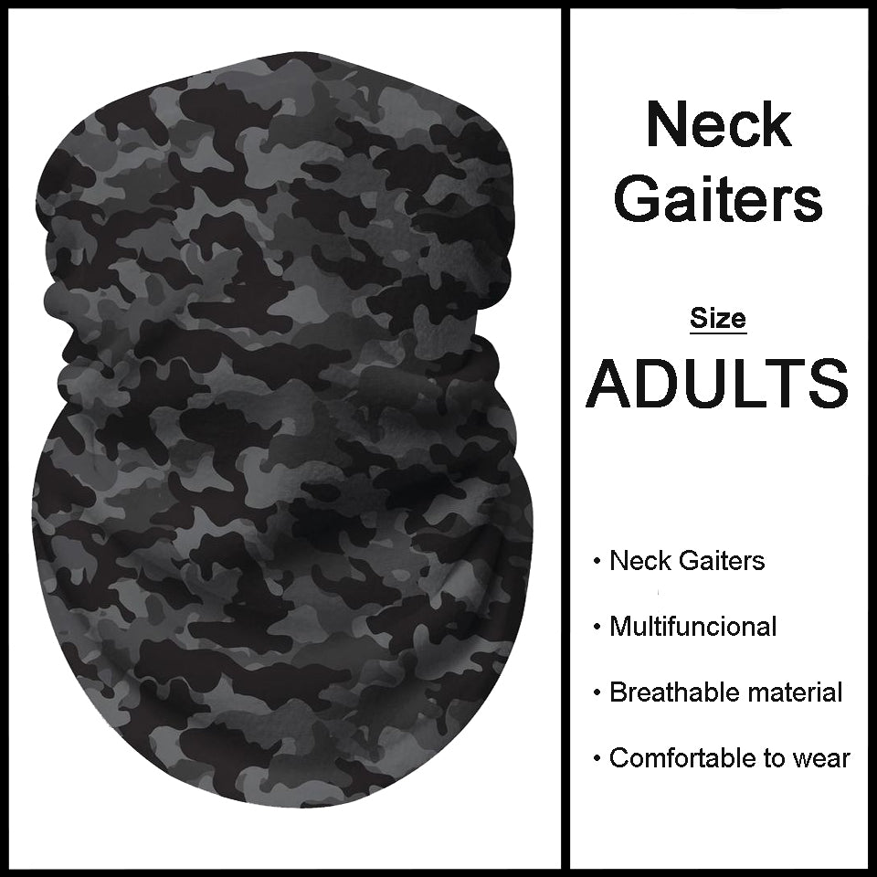 Black and Grey Camo Custom Print Neck Gaiters Custom Face Cover Neck Scarf Multifunctional Tube Mask - Arrow oTrend Leggings