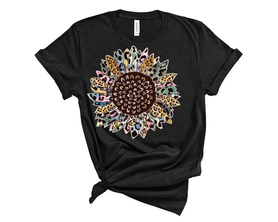 Animal Print Sunflower Tee Cute and Fun Custom Print T-Shirts - Arrow Trend Leggings