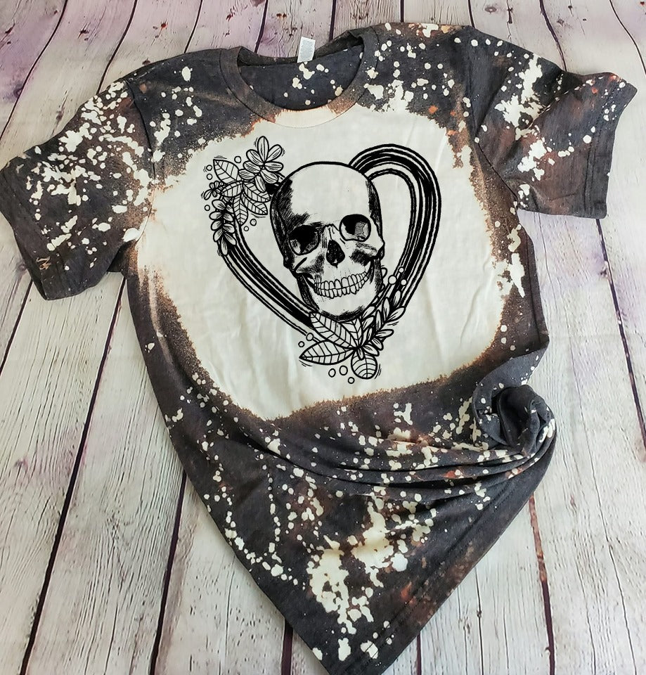 Bleached Heart Skull T-Shirt Cute and Fun Custom Print Tee's - Arrow Trend Leggings