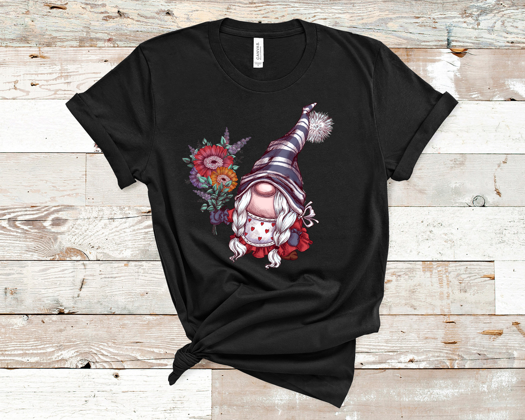Flower Gnome Tee Custom Print Gnome T-Shirts 