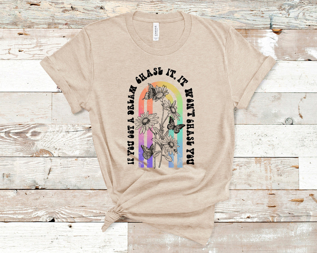 Chase Your Dreams Rainbow T-Shirt Cute and Fun Custom Print Tee's - Arrow trend Leggings