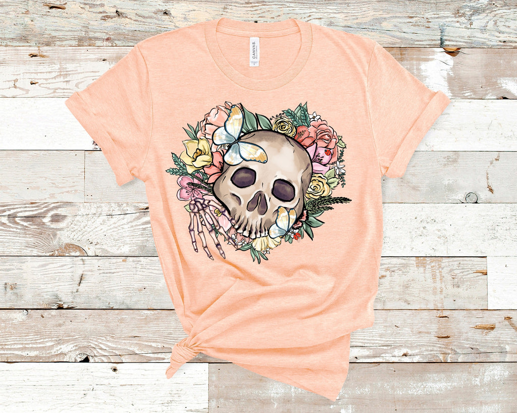 Floral Skull T-Shirt Cute and Fun Custom Print Tee's - Arrow trend Leggings