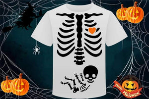 Halloween Skeleton Pregnant Belly T-Shirt (Made to Order)