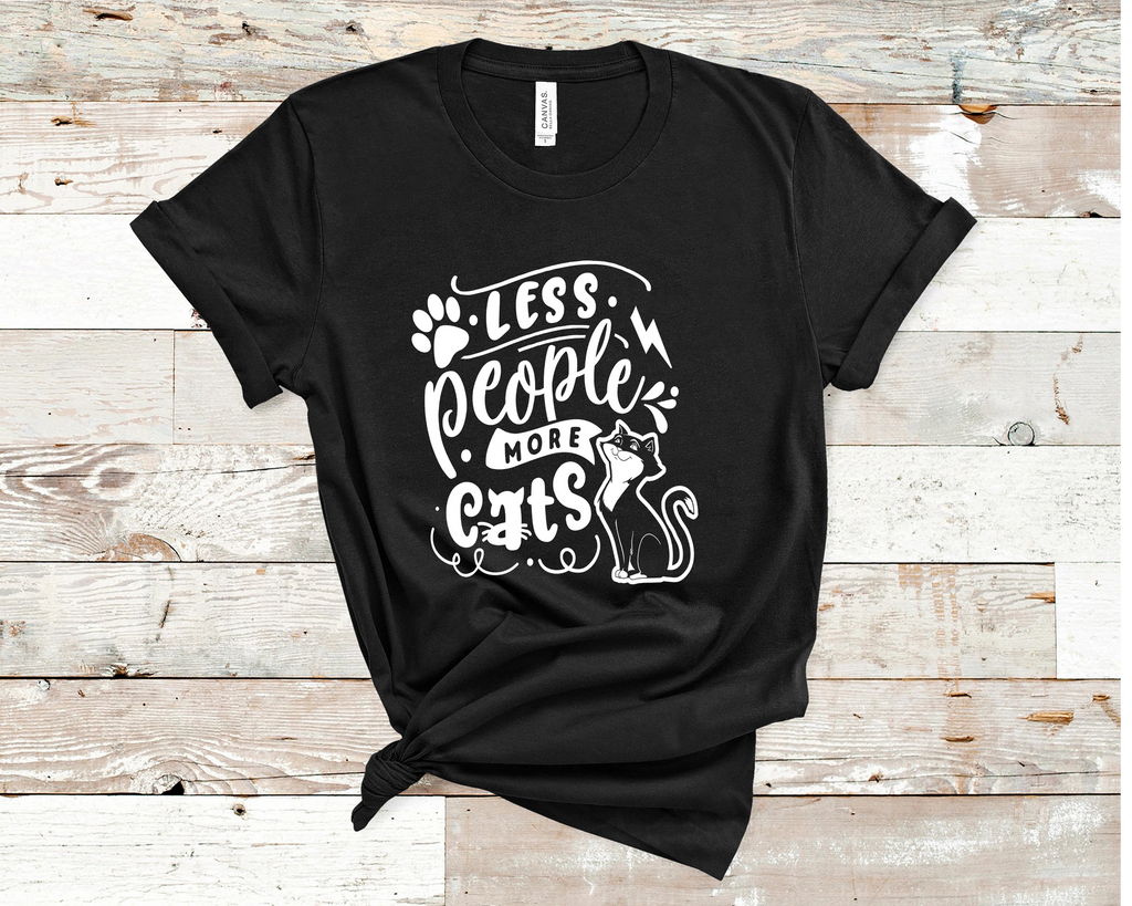 Less People More Cats T-Shirt Cute and Fun Custom Print Tee's - Arrow Trend Leggings