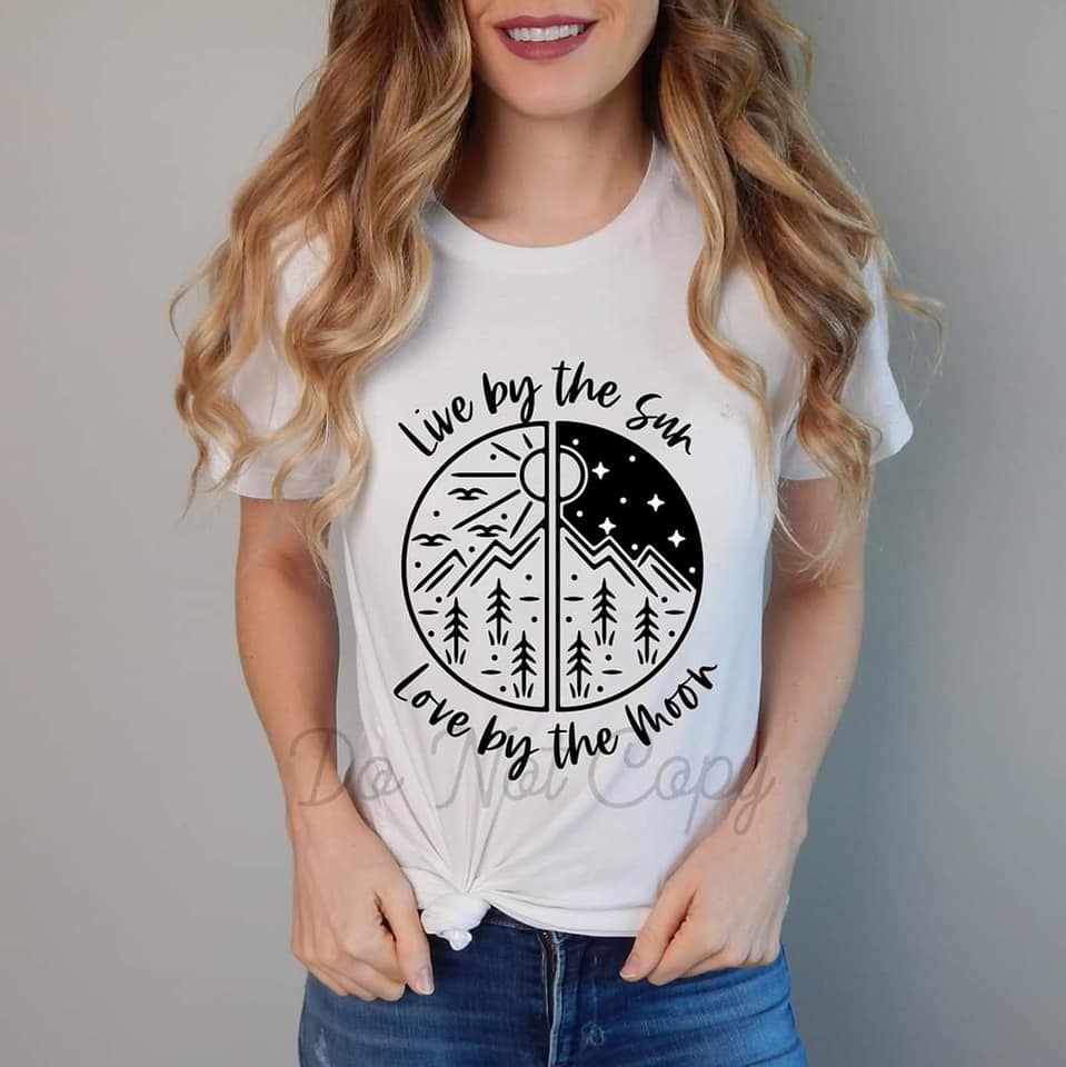 Live By the Sun Love By the Moon Tee Cute and Fun Custom Print T-Shirts - Arrow Trend Leggings