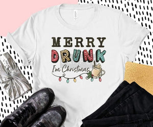 Merry Drunk I'm Christmas Funny Christmas T-Shirt (Made to Order)