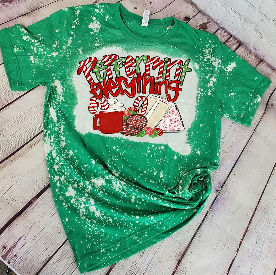 Bleached Peppermint Everything Christmas T-Shirt (Made to Order)