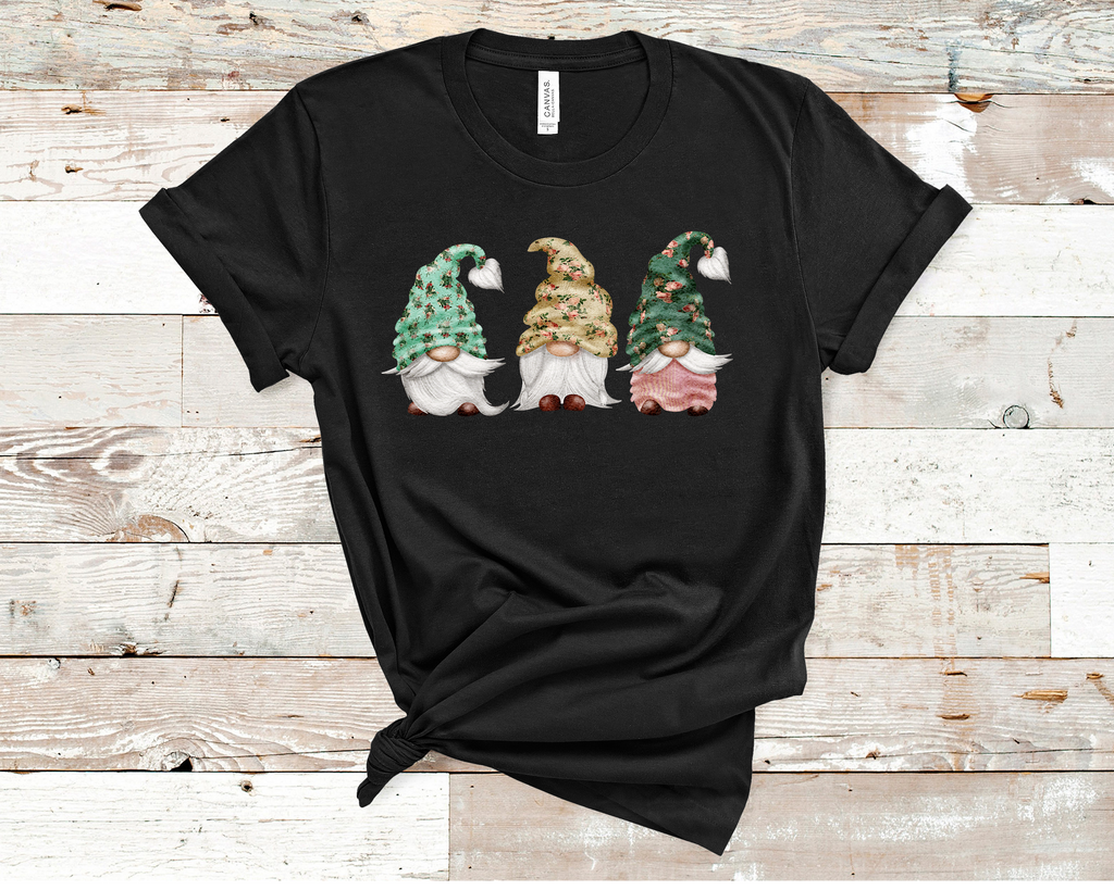 Shady Chic Floral Gnomes Tee Custom Print Gnome T-Shirts - Arrow Trend Leggings