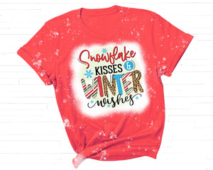 Bleached Snowflake Kisses Christmas T-Shirt (Made to Order)