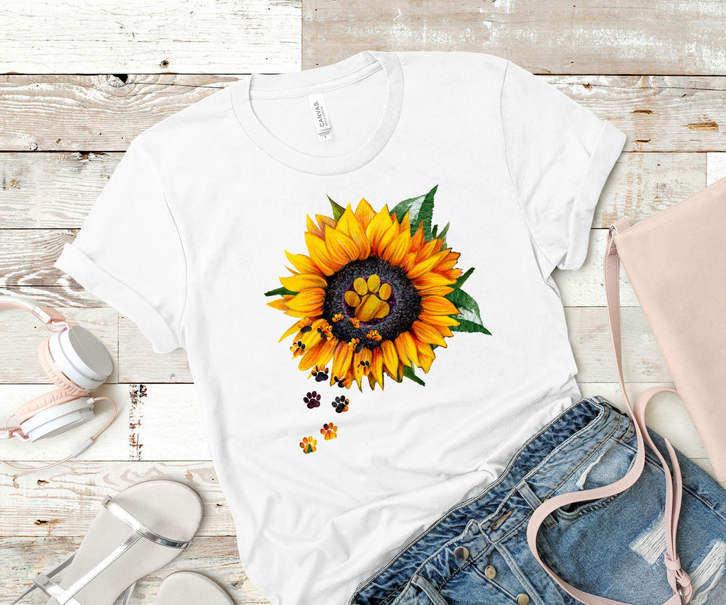 Sunflower Paws Tee Cute and Fun Custom Print T-Shirts - Arrow Trend Leggings