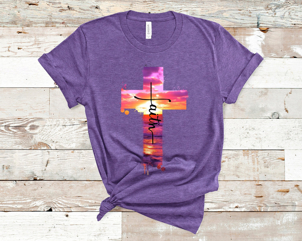 Sunset Cross Tee Custom Print T-Shirts - Arrow Trend Leggings