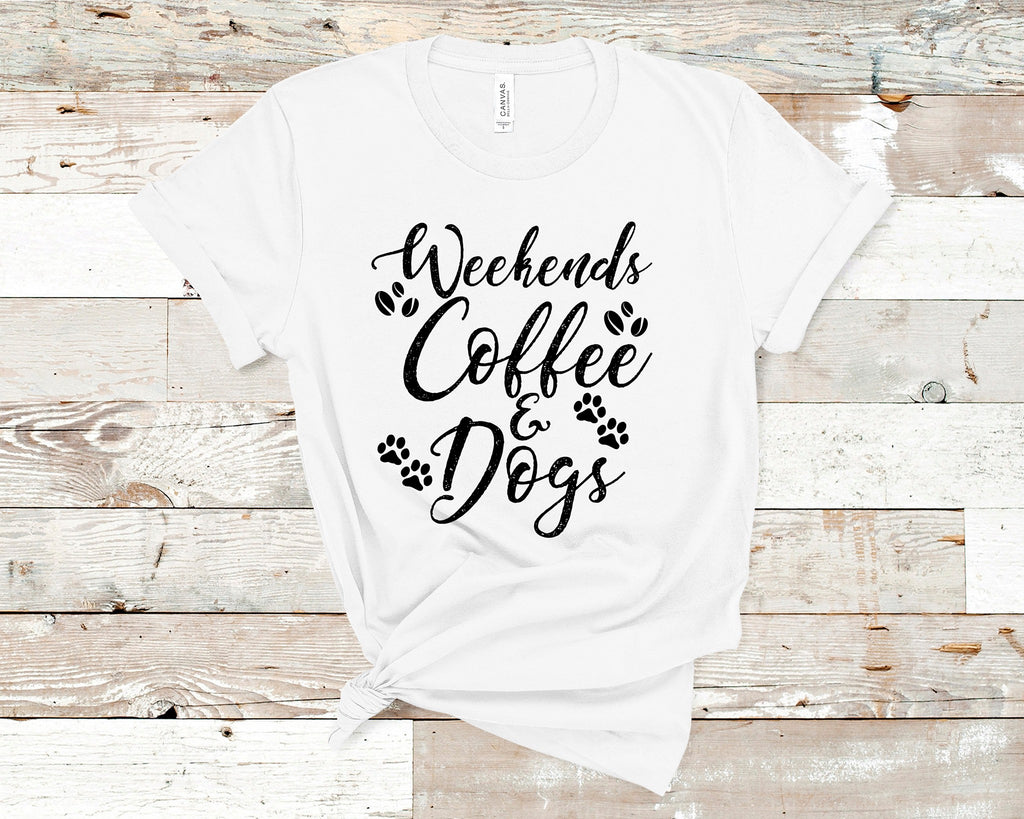 Weekends Coffee Dogs T-Shirt Cute and Fun Custom Print Tee's - Arrow Trend Leggings