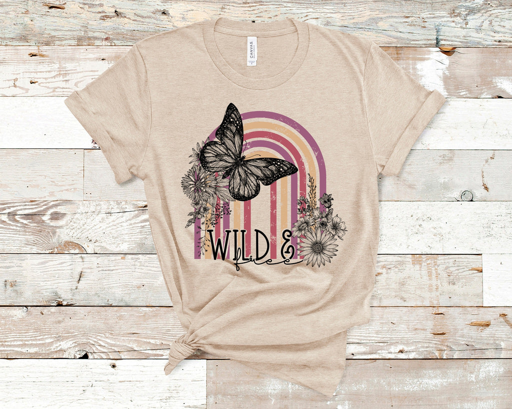 Wild and Free Butterfly T-Shirt Cute and Fun Custom Print Tee's - Arrow Trend Leggings