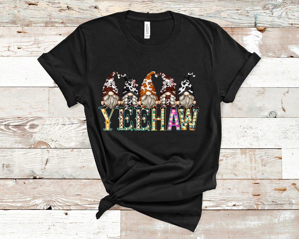 Yeehaw Gnomes Tee Custom Print Gnome T-Shirts 